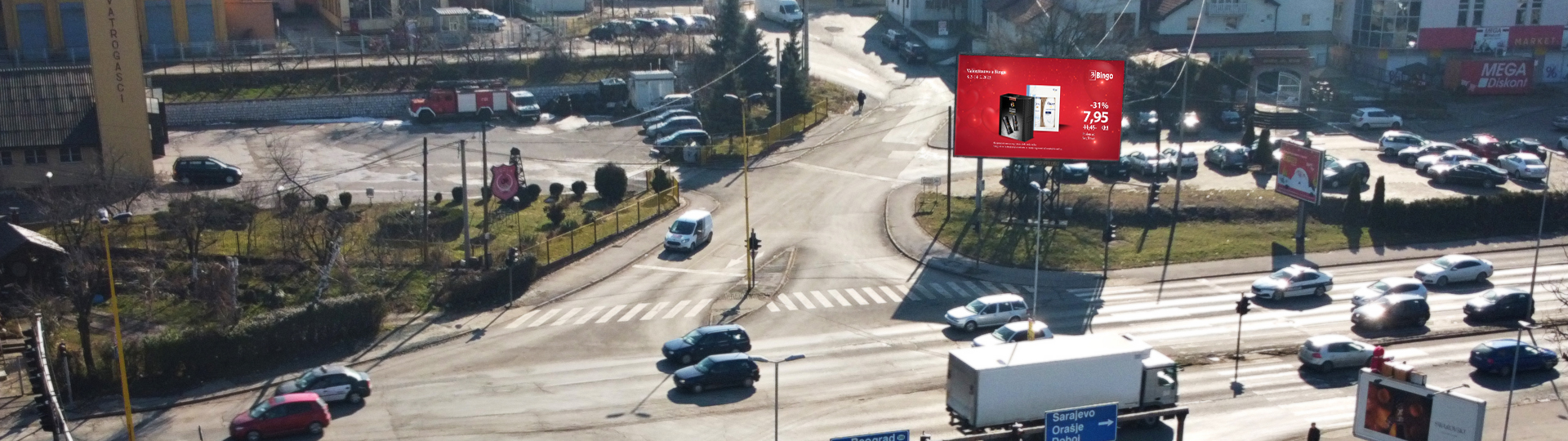 Led Displej smješten na najprometnijoj raskrsnici u Tuzli - Bingo City Centar.